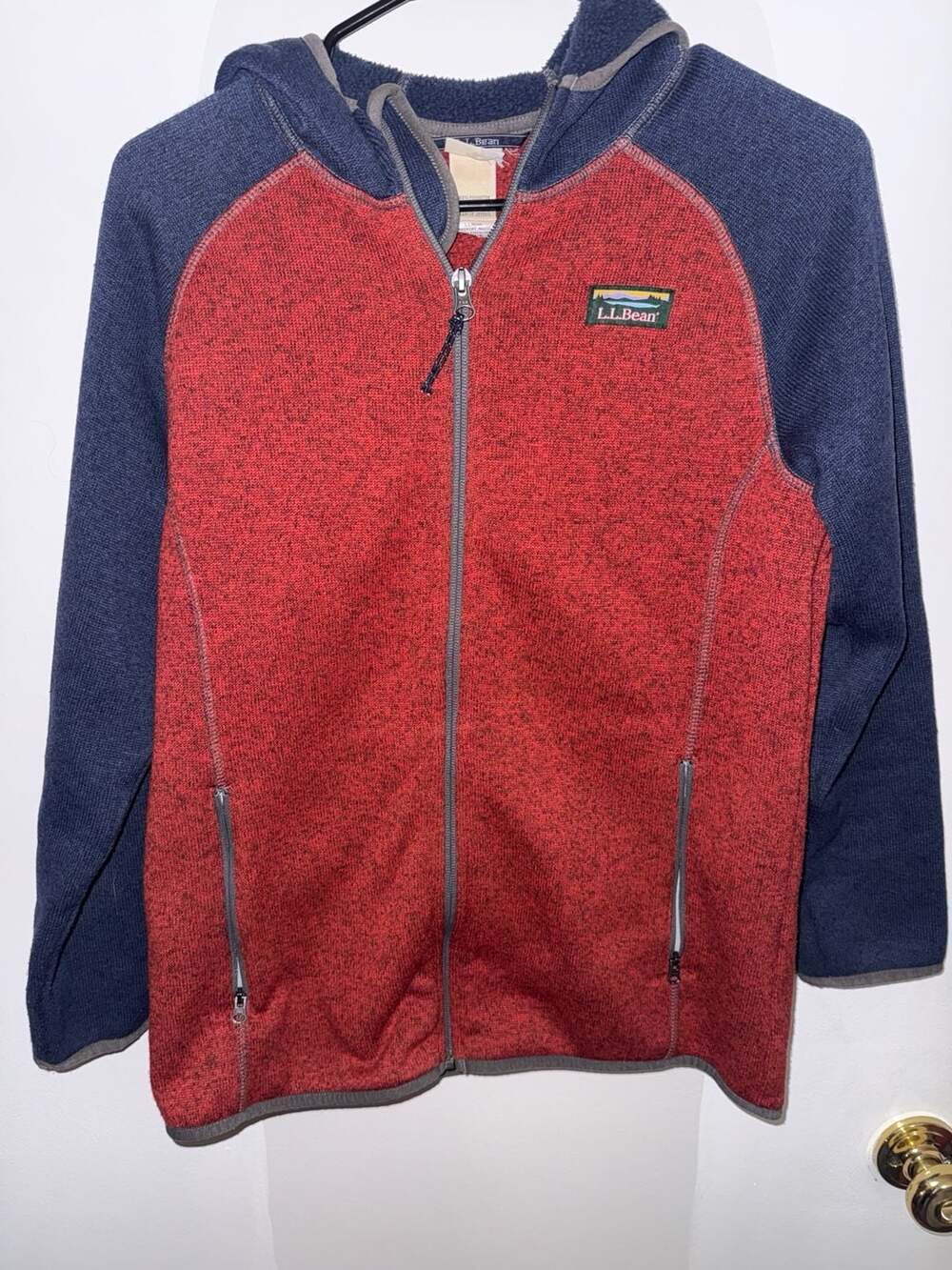 L.L.Bean Kids' Sweater Fleece Hooded Colorblock Full-Zip Jacket
